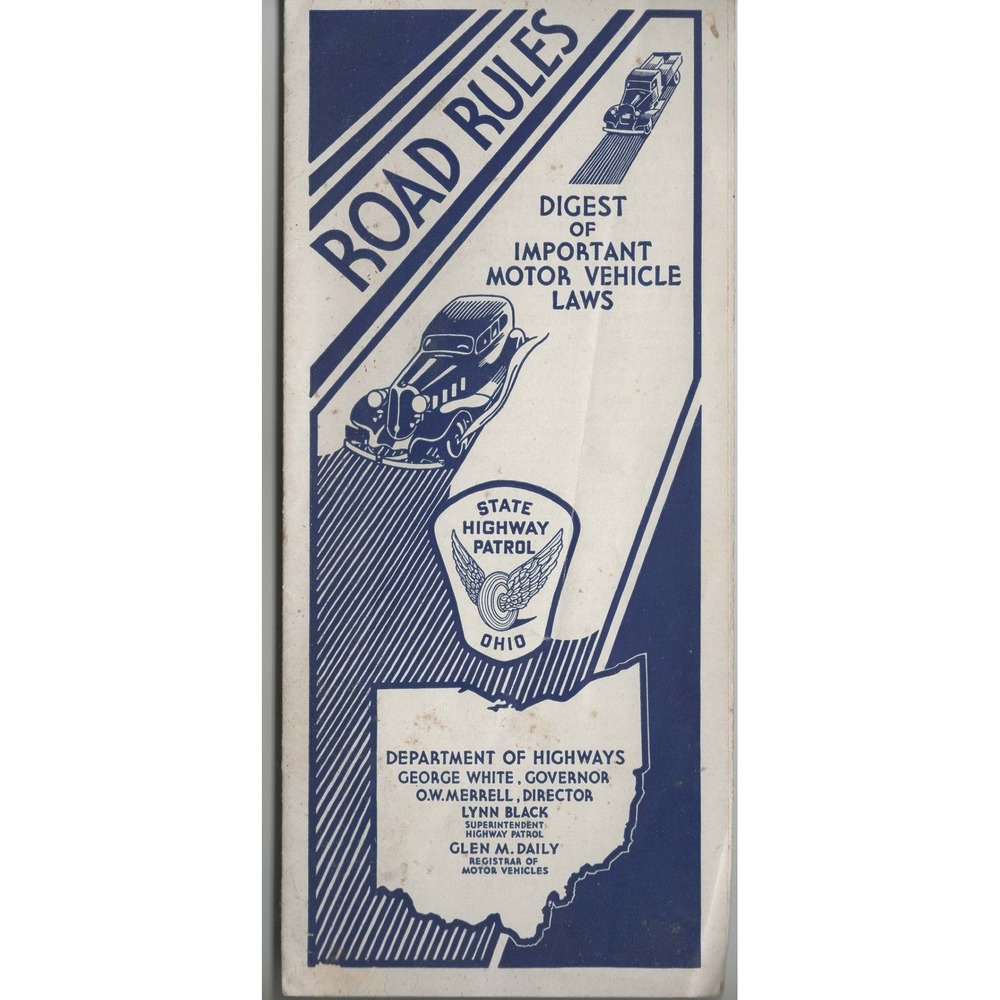 Vintage 1930s Ohio Road Rules Digest Important Motor Vehicle Laws Pamphlet - Picture 1 of 4